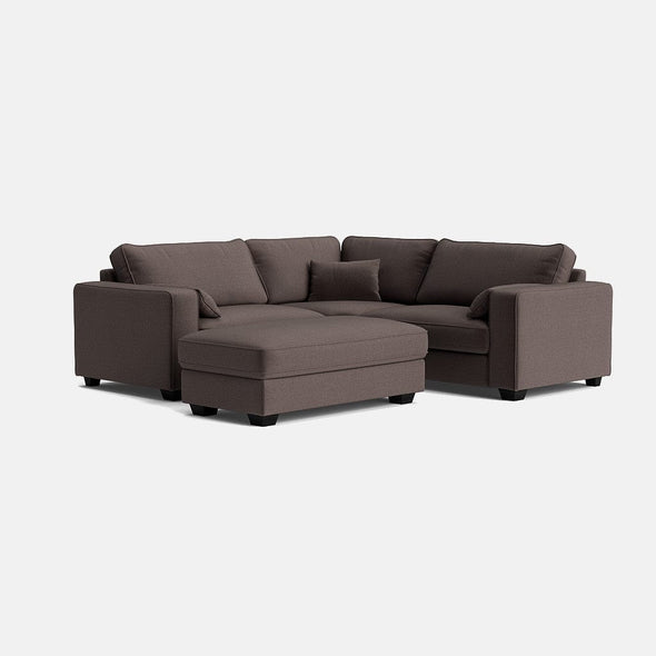  Bloomsbury Luxe Chenille Large Double Corner & Footstool Set - Deep Espresso  - OUTLET - Outlet