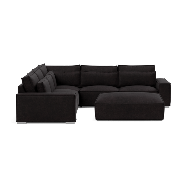 Broadgate Textured Velvet Double Corner & Footstool Set - Iron Mountain V2