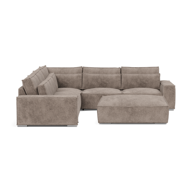 Broadgate Textured Velvet Double Corner & Footstool Set - Tender Taupe V2