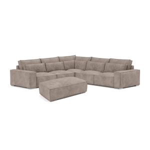 Broadgate Textured Velvet Double Corner & Footstool Set - Tender Taupe V2