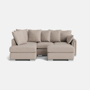 Chiswick Soft Woven Texture Left Corner Sofa & Small Footstool Set - Desert Sand