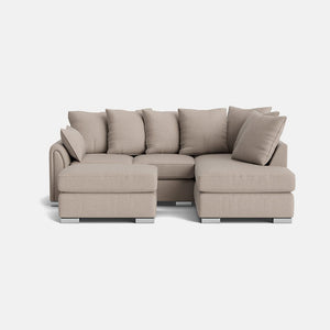 Chiswick Soft Woven Texture Right Corner Sofa & Small Footstool Set - Desert Sand