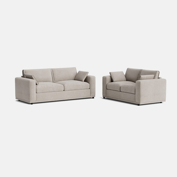 Edgware Luxe Chenille 3 & 2 Seater Set - Pale Linen
