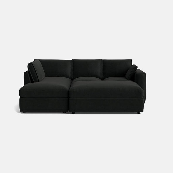 Edgware Luxe Chenille Left Corner Sofa & Footstool Set - Deep Charcoal