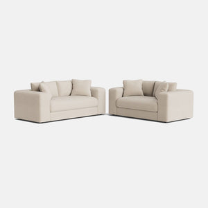 Niko Luxe Chenille 3 & 2 Seater Set - Cool Cream