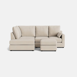 Palermo Luxe Chenille Left Corner & Footstool Set - Cool Cream