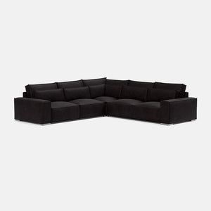 Broadgate Textured Velvet Double Corner Sofa - Iron Mountain V2
