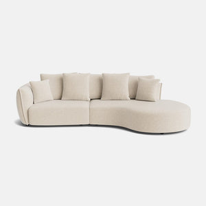 Carmen Soft Woven Texture Right Medium Corner Sofa - Parchment Beige