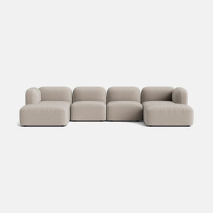 Copenhagen Soft Woven Texture XL U Shape Sofa Footstool End - Balanced Greige