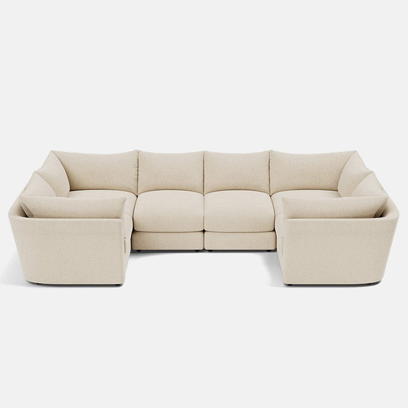 The Dreamer Soft Linen Look XL U Shape Closed End Sofa - Soft Dusk