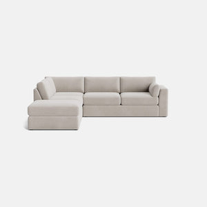 Vienna Luxe Chenille Left Corner Sofa - Pale Linen