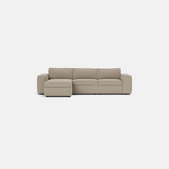 Marylebone Luxe Chenille Left Corner Sofa Bed with Chaise Storage - Soft Truffle