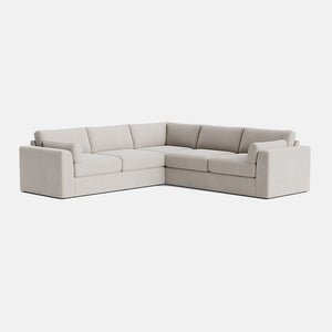 Vienna Luxe Chenille Double Corner Sofa - Pale Linen