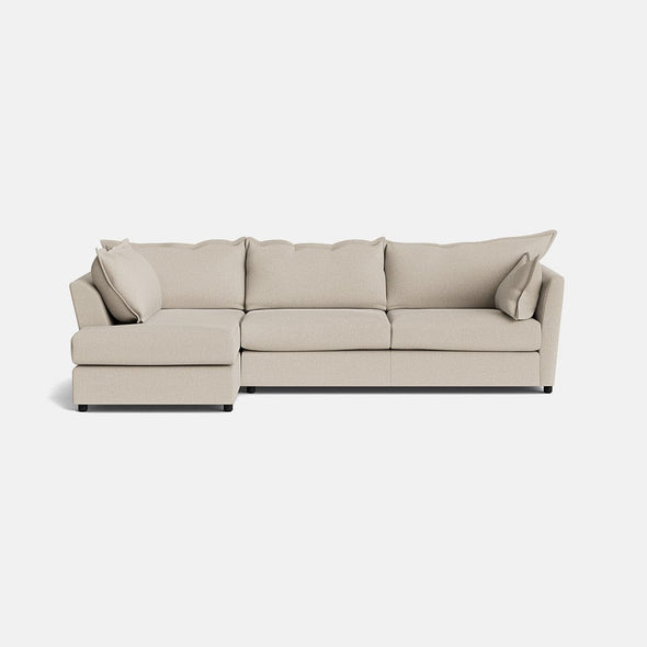 Dorchester Soft Woven Texture Left Corner Sofa - Meringue
